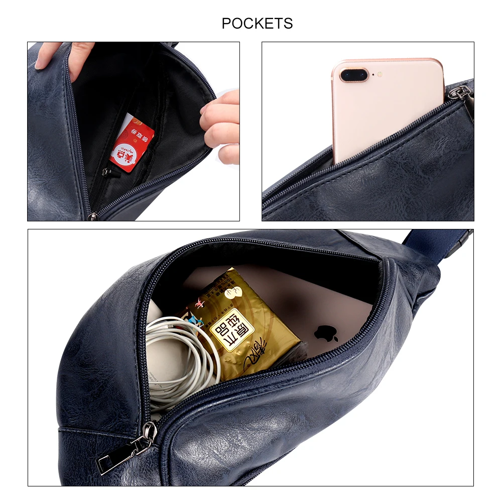 Geestock Mode Taille Tas Casual Hip Bum Bag Lederen Heuptasje Mannen Vrouwen Waterdichte Borst Bag Phone Pouch Voor Outdoor sport