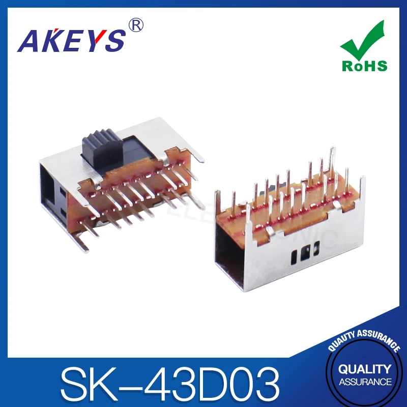 10PCS SK-43D03 (4P3T) Handle Height 7 / 4mm 3-gear toggle switch 4 fixed feet 16 feet horizontal
