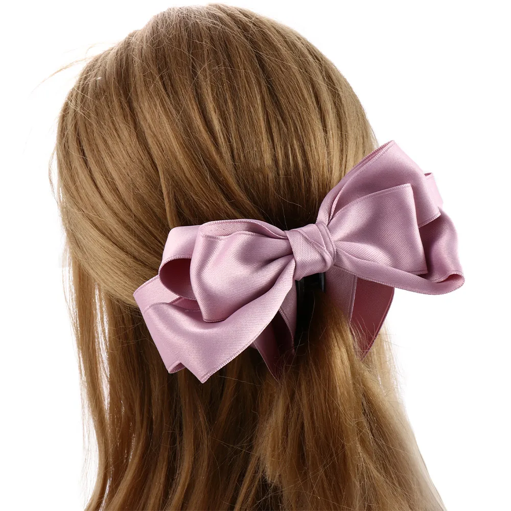 Korea Ribbon Bow Banana Clip Imitation Pearl Vertical Ponytail Clip Sweet Hairpin Women Fashion Hair Accessories