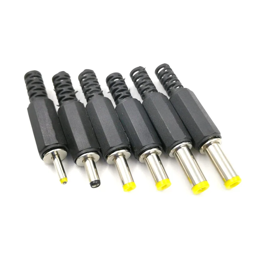 5Pcs 5.5x2.5 5.5x2.1 4.8x1.7 4.0x1.7 3.5x1.35 2.5x0.7mm Male DC Power Plug Connector 180 Degree Plugs Cable Male Plug Adapter