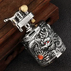 CHIEF Creative Metal Gasoline Lighter Zinc Alloy Leather Embossed Dragon Desktop Cigarette Oil Isqueiro 93*48mm