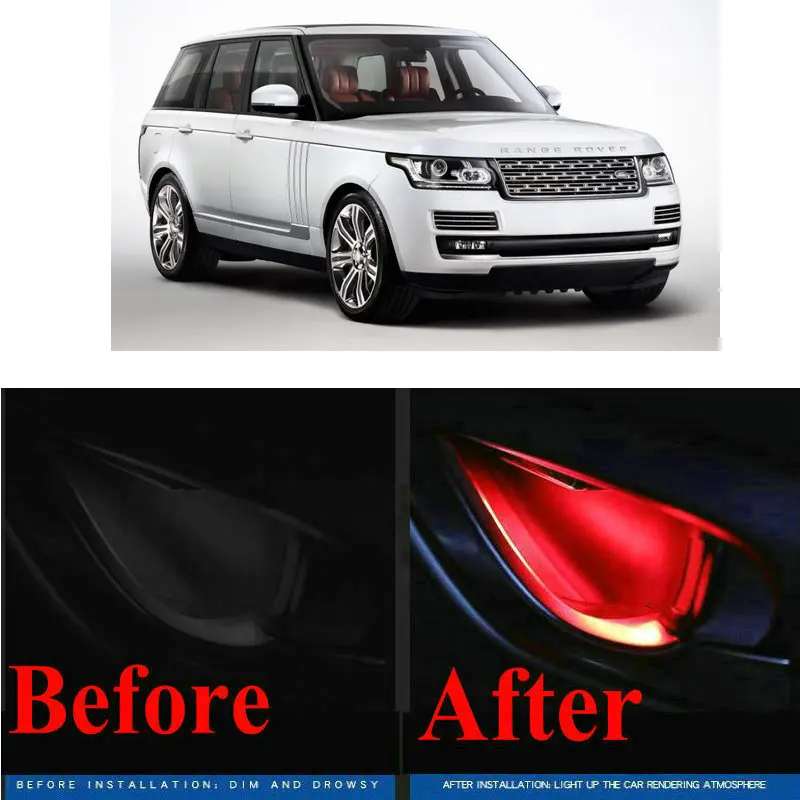 

4pc CF style stickers on cars interior inside door handle atmosphere lamp for Land Rover Range Rover lr2 lr3 lr4