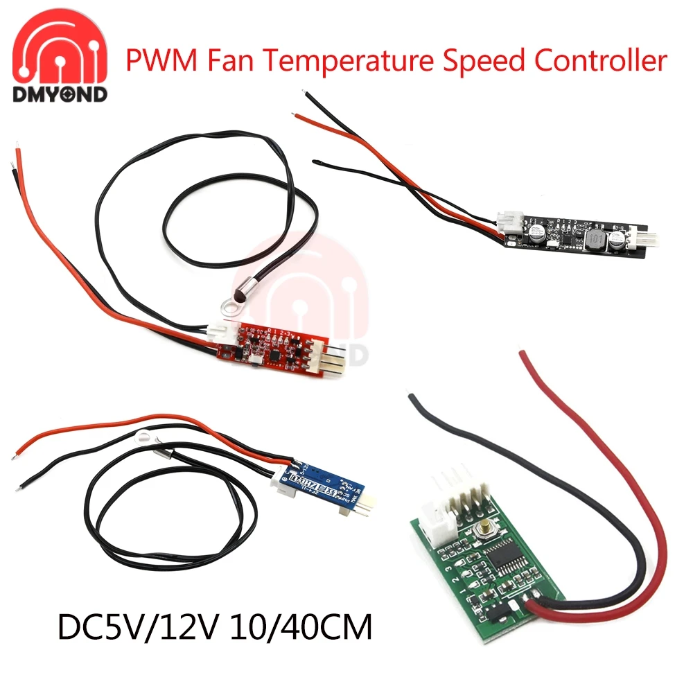 2-3 4 Wires DC 5V/12V PWM Fan Temperature Speed Controller Governor Switch Temperature Control Module For PC Fan VHM-802 10/40CM