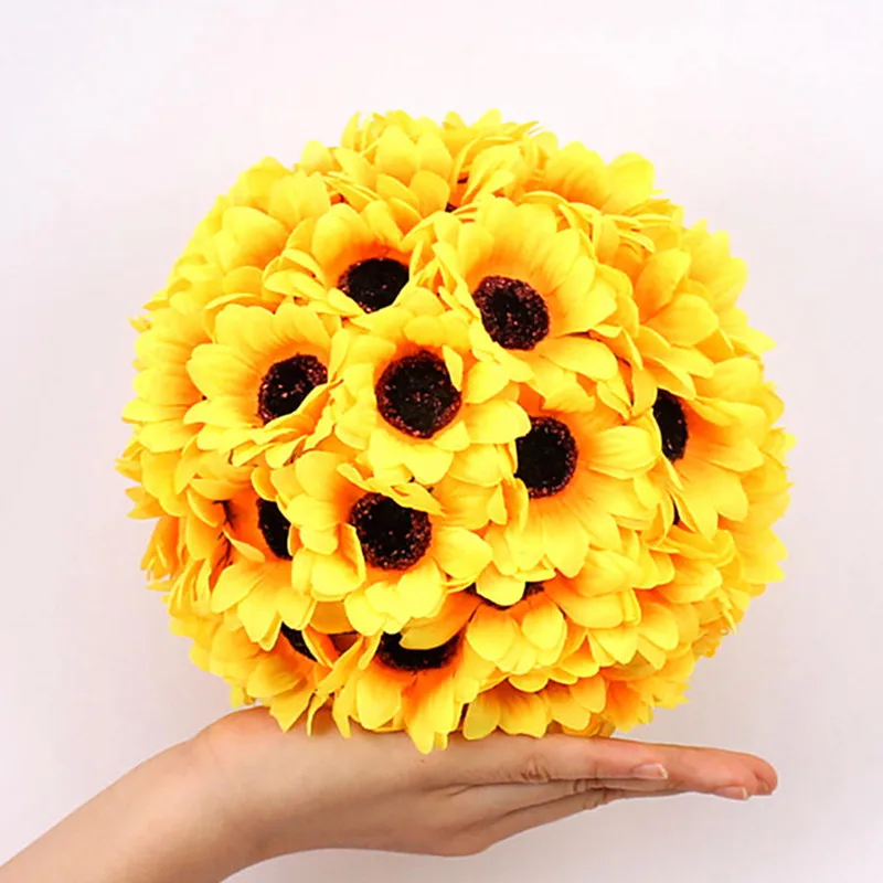 

20CM Dia Yellow Sunflower Kissing Ball Ceiling Hanging Artificial Flower Ball For Children's Day Kindergarten Room DIY Supplies