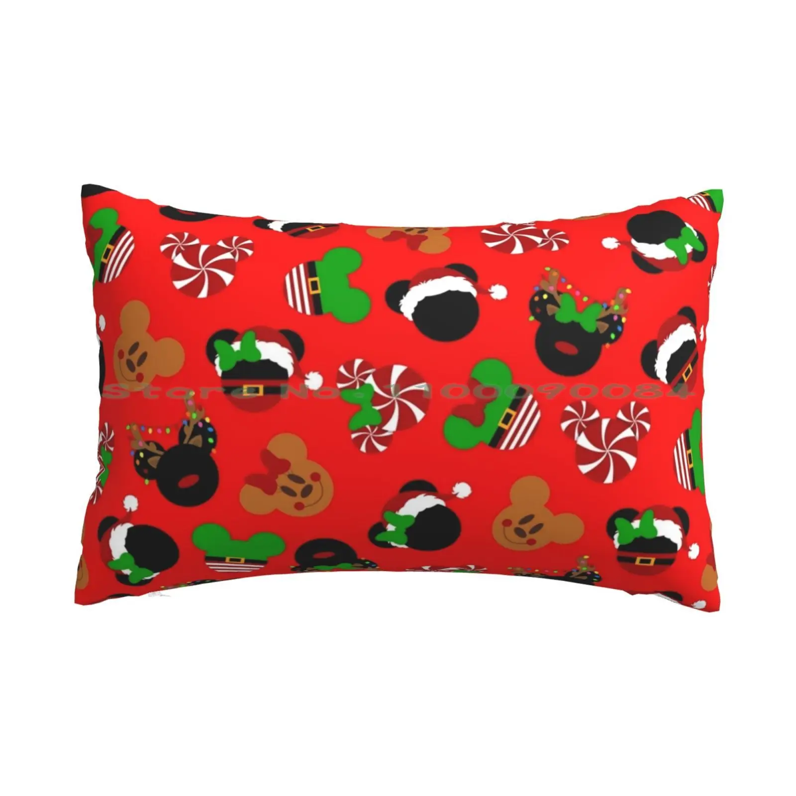 Christmas Mouse Pillow Case 20x30 50*75 Sofa Bedroom Candy Cane Peppermint Swirl Gingerbread Antlers Reindeer Christmas Lights