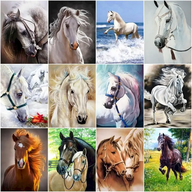 

GATYZTORY 40 X 50CM Painting By Number Horse Drawing On Canvas HandPainted Paint Art Gift DIY Coloring By Number Animal Kits Hom