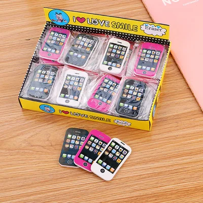 1PCSCartoon mobile phone eraser elementary school prizes cute children giveaway eraser color random