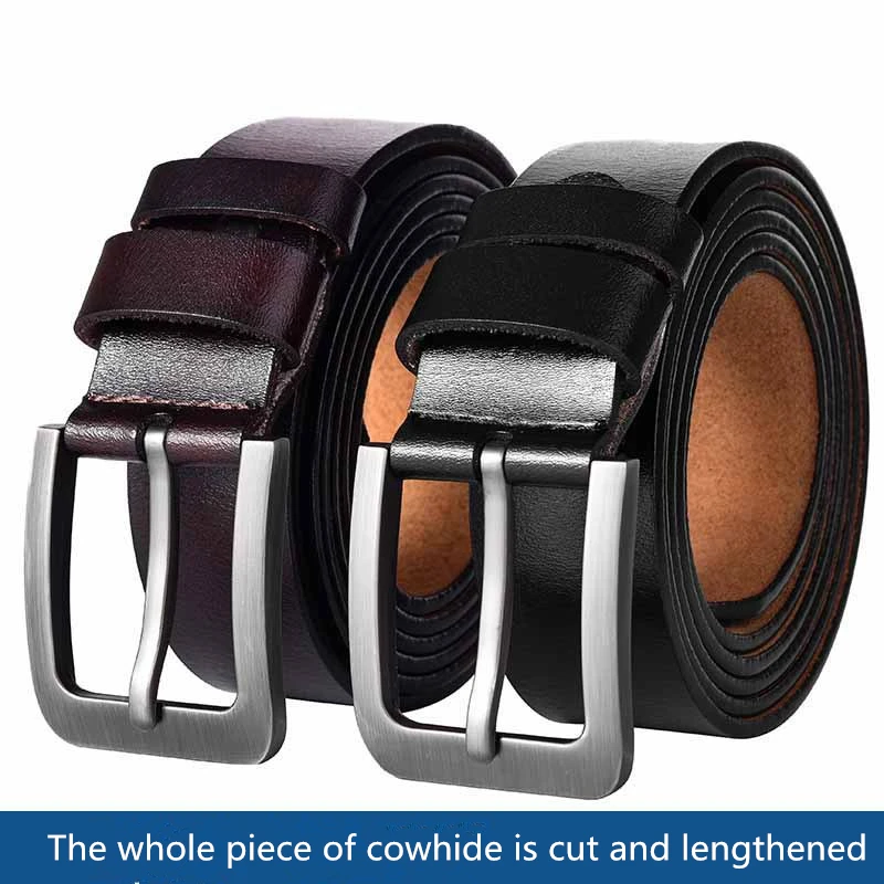 TJ-TingJun For Large 150CM Size Cowhide Leather Buckle Belt Lengthening Men Leather Belt Super Long Retro Fat Casual Belt C401