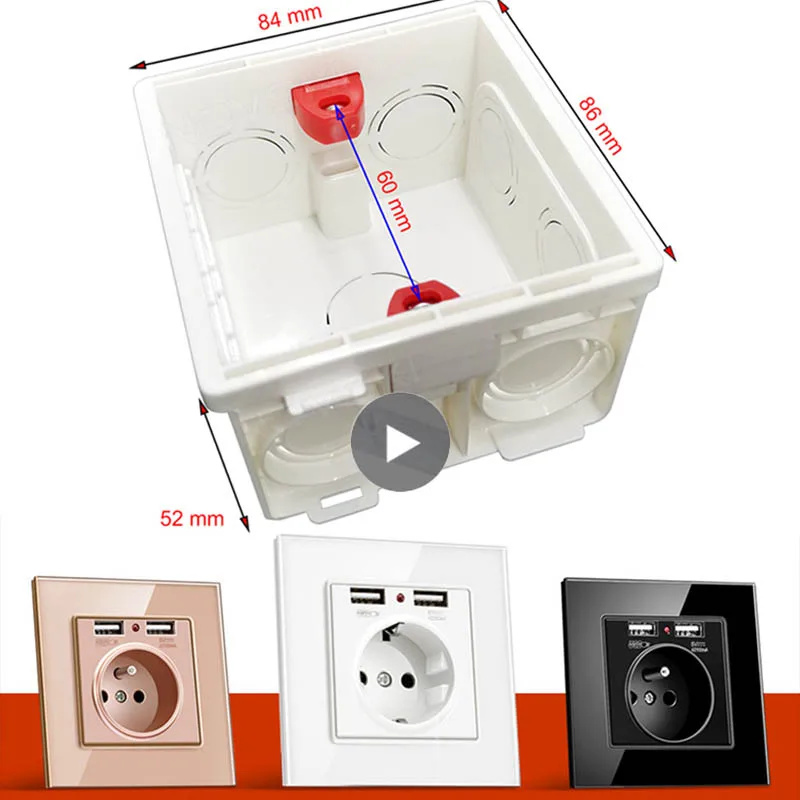 86 | 146 Type Cassette White, Electrical Switch Socket Junction Box, Adjustable Mounting Back Box, Internal Wall Mount Dark Box