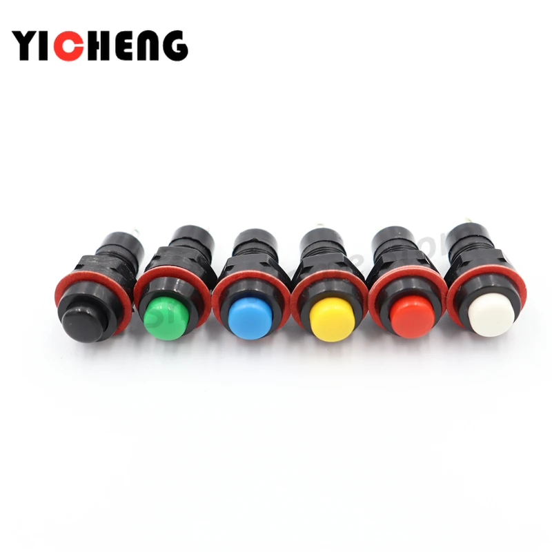 6pcs DS-211 DS-213 Push Button Switch 10mm Momentary / Self Locking Round Button Switch DS211 DS213  miniature