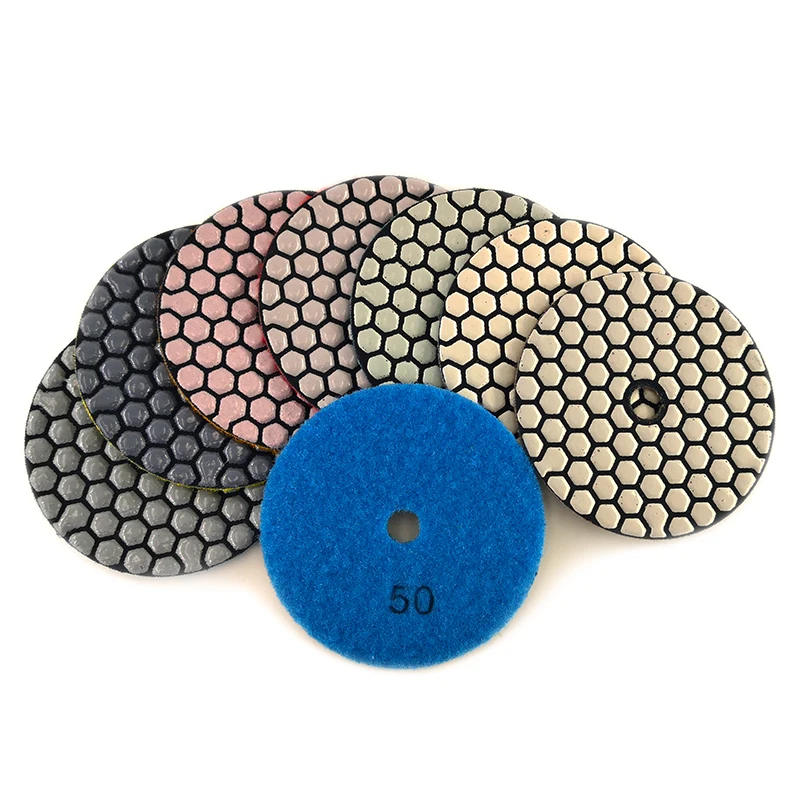Imagem -03 - Rijilei-almofadas de Polimento de Diamante para Mármore de Granito Disco de Lixar tipo Sharp Dry Pad Pedra Pol 100 mm Pcs