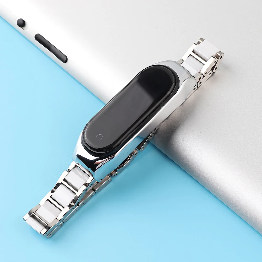 Ceramic White Metal Strap for Mi Band 6 7 Mi7 Bracelet for Xiaomi Miband 5 4 3 Band Mi6 Mi5 Wristband Replacement correa