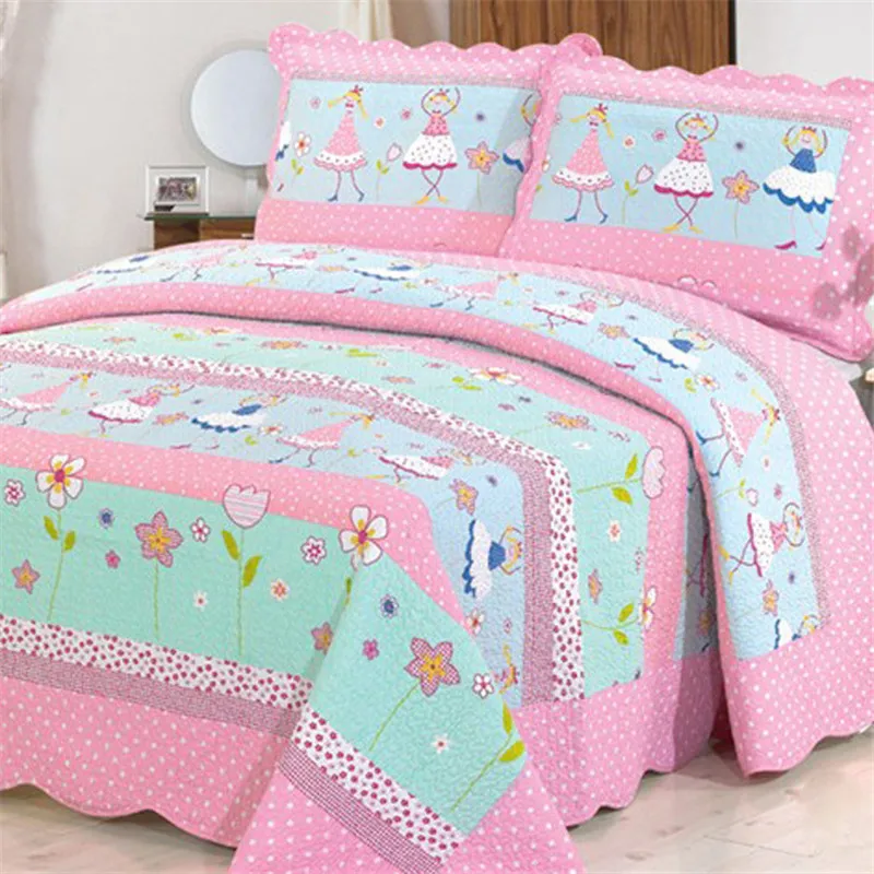 Cotton Quilt Set for Kids, Quilted Bedspread on The Bed, Printed Blanket, Padding Bed Cover, Home Bedding Set, Girls and Boys