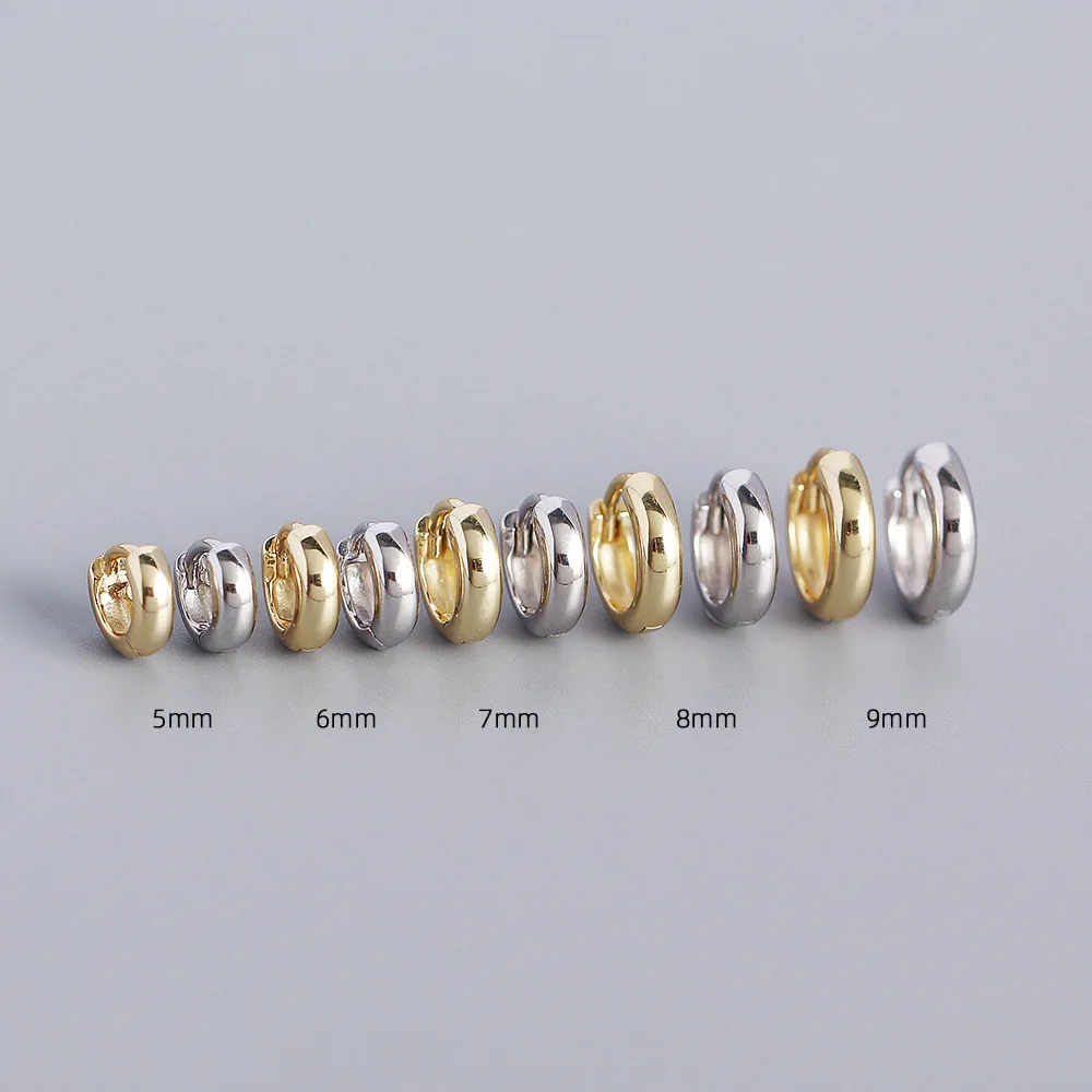 F.i.n.s 925 prata esterlina ouro 5mm-9mm círculo huggies piercing suave círculo redondo pendientes hoop brinco 2021 presente de casamento