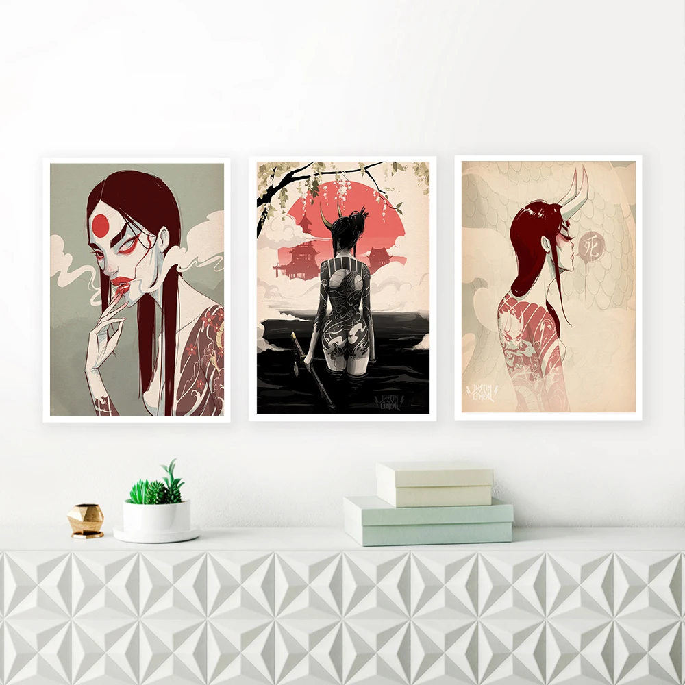 Myth Posters and PrintsDevil On A Wicked Night Canvas Painting Abstract Wall Pictures for Living Room Home Decor No Frame