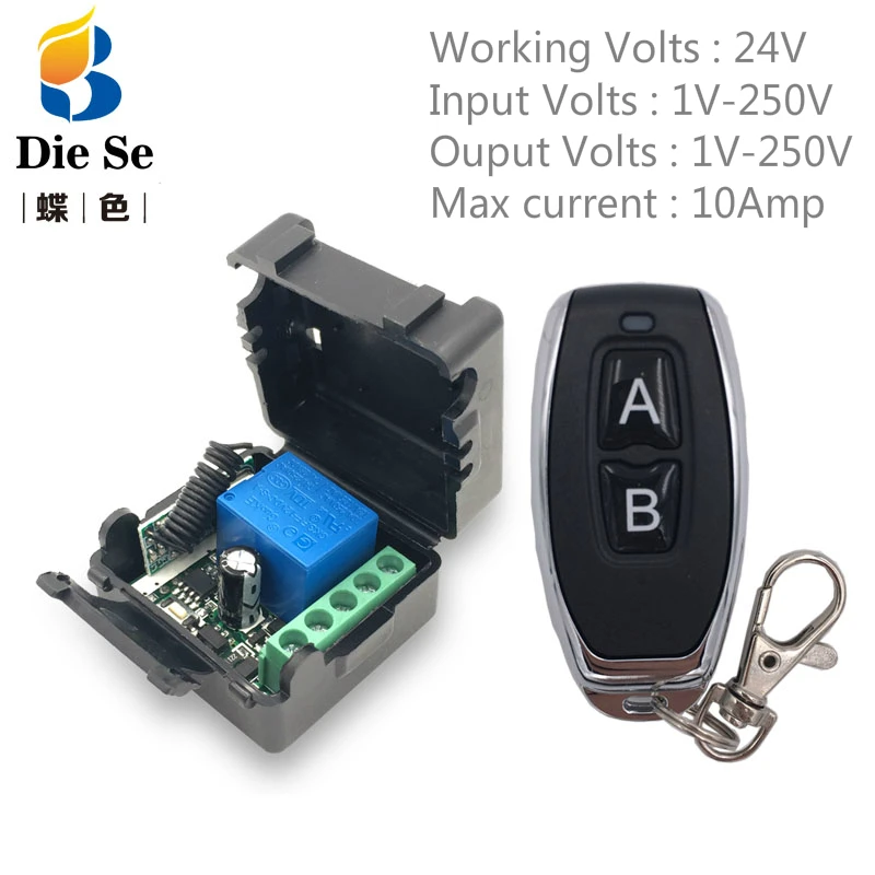 Universal Remote Control DC 24V 1CH 433 rf Relay Receiver and Transmitter for Garage Remote Control and Remote Light Switch