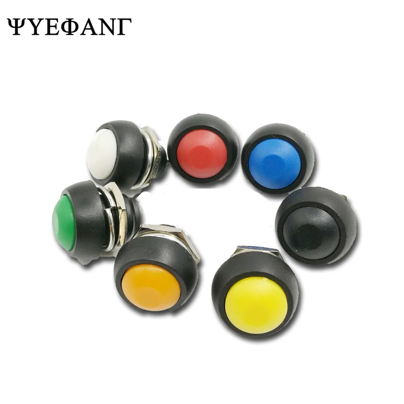 6Pcs Horn switch PBS-33B 2Pin Mini Switch 12mm 12V 1A Waterproof momentary Push button Switch since the reset Non-locking