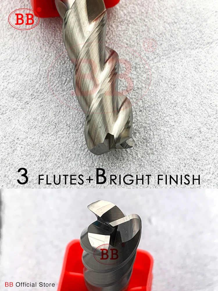 BB Corner Radius End Mill R Bullnose CNC, cortador de acero de carburo de tungsteno, mecanizado de superficie, herramienta de enrutador de Metal, 3