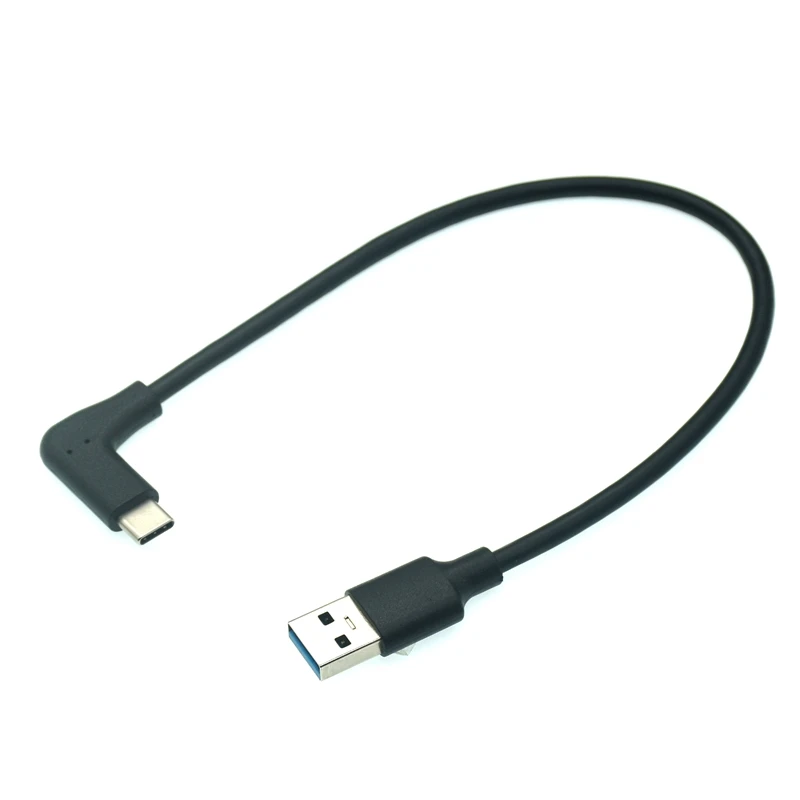 3A 90 Degree USB Type C Charging Cable Quick Charge 3.0 QC Mobile Phone Tipo C USBC Data Fast Charger Cord 0.1m Meter M Long