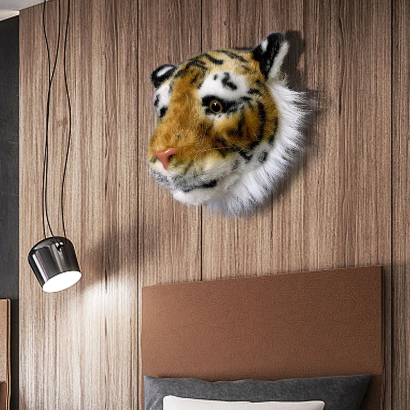 Jungle Animals Realistic Tiger  Animal Head For Wall Decoration Lifelike Stuffed For Hanging New Design Nursey Room Walltoy