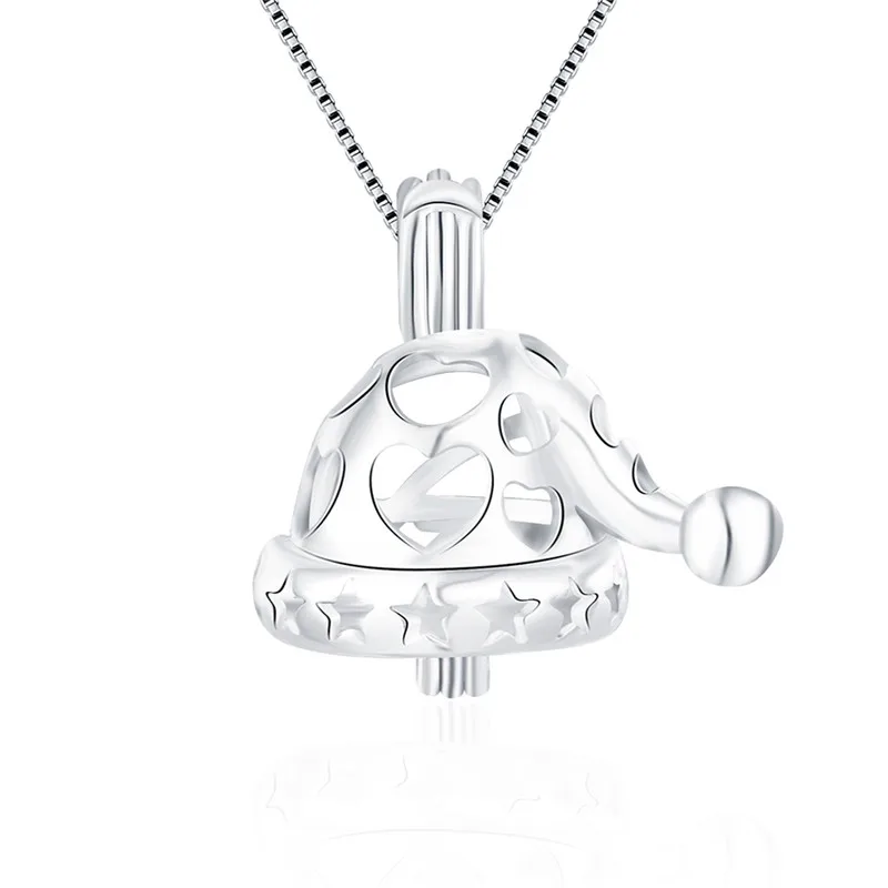 

CLUCI 3pcs Genuine 925 Sterling Silver Christmas Hat Pendant Jewelry Christmas Gift for Women Silver 925 Pearl Locket SC156SB