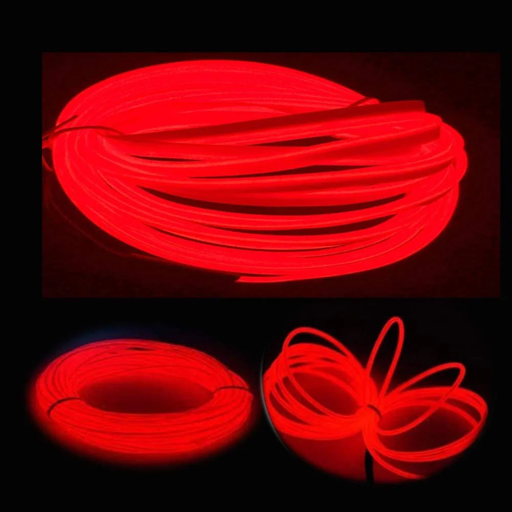 3M EL Wire Neon LED Strip Light AA Battery Powered DIY Lights Tube Rope For Halloween Christmas Festival Party Car Decoration