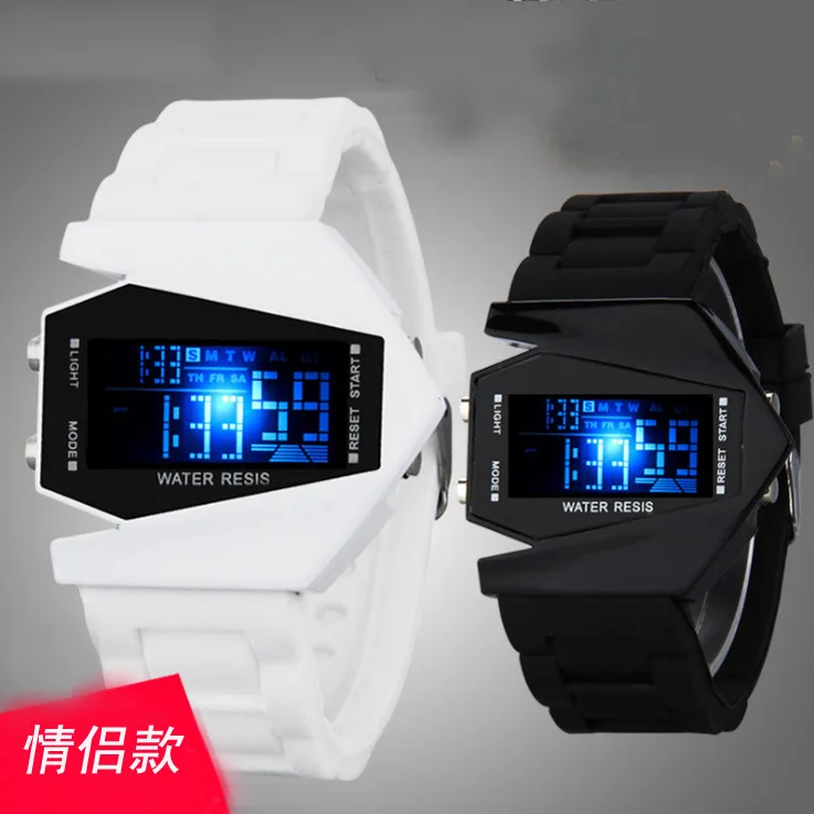 Fashion personality student electronic watch colorful LED multifunctional  plane coupl watch