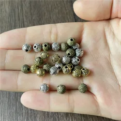 Retro Tibetan Silver Pitted Perforated Spacer Beads DIY Bracelet Necklace Amulet Jewelry Connector Making Accessories