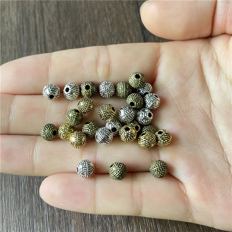 Retro tybetańskie srebrne bez dziurek perforowane koraliki dystansowe DIY bransoletka naszyjnik Amulet biżuteria złącze akcesoria do robienia