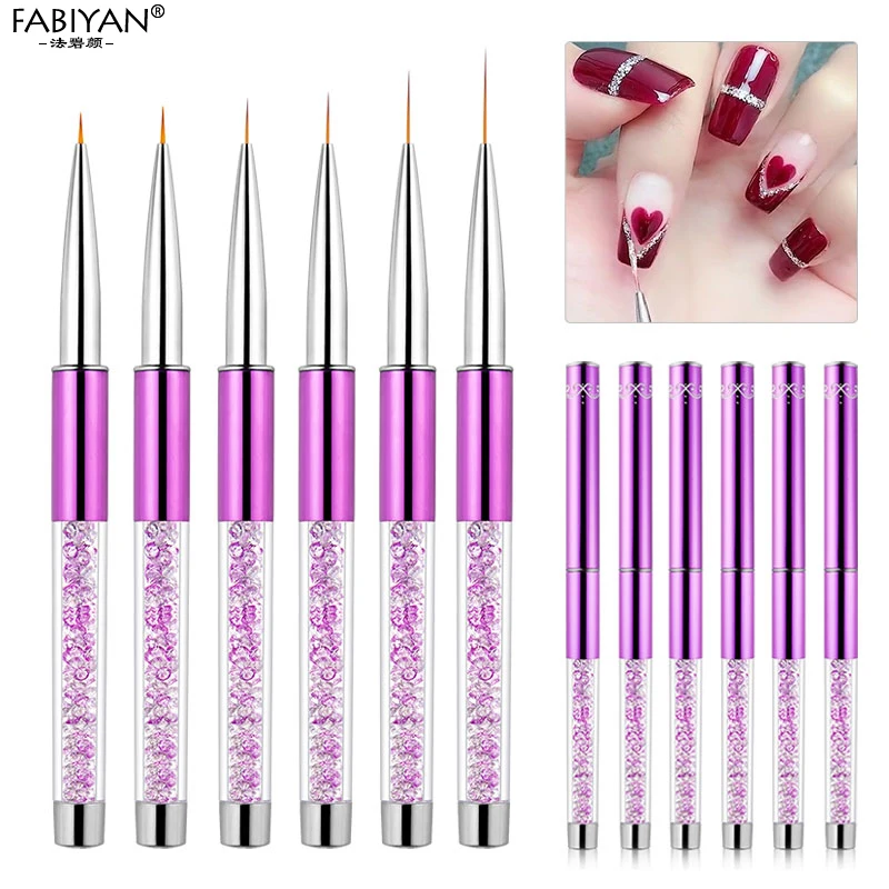 5/7/9/11/15/20Mm Nail Art Liner แปรงสำหรับ UV เจล Drawing Line ดอกไม้ Rhinestone อะคริลิคเล็บเครื่องมือ