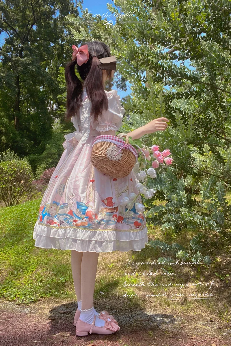 Vestido de Lolita dulce de moda japonesa, vestido de Alicia con correa para el té de la tarde JSK, ropa kawaii, ropa gótica lolita