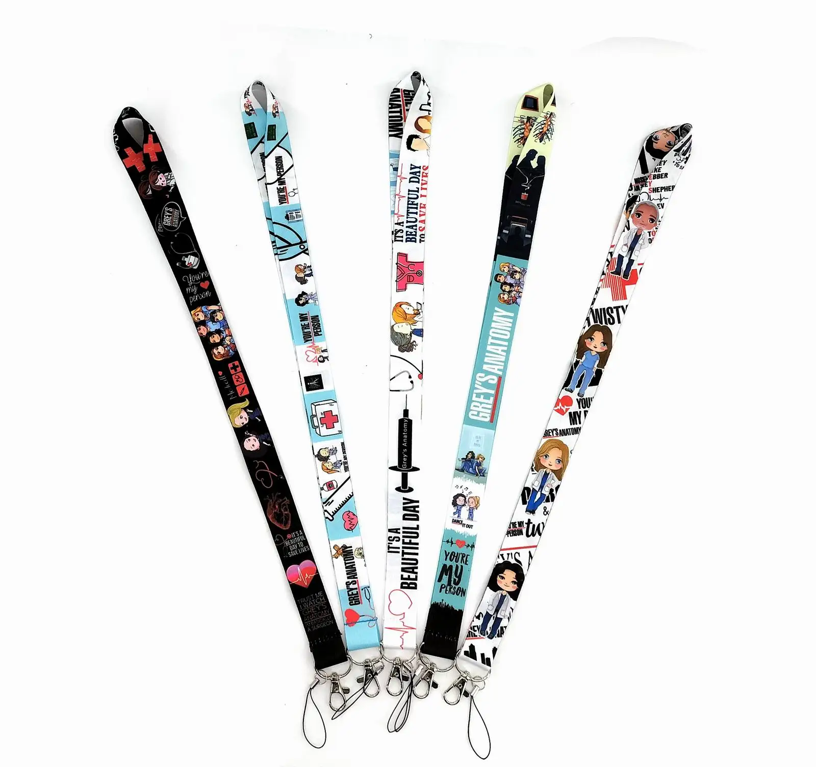 

New 20pcs Cartoon Grey's Anatomy Lanyard Keychain For Keys Badge ID Mobile Phone Key Rings Neck Straps Accessories