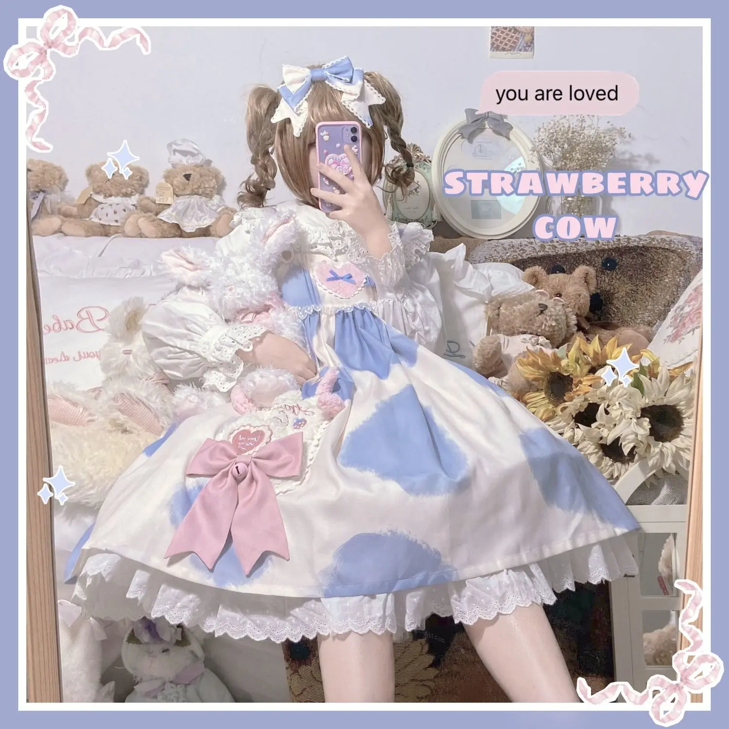 Drop Shipping Lolita Kawaii Milk Cake Cow Print Dress Jsk Japanese Tea Party Daily Princess Multiple Colors Cosplay