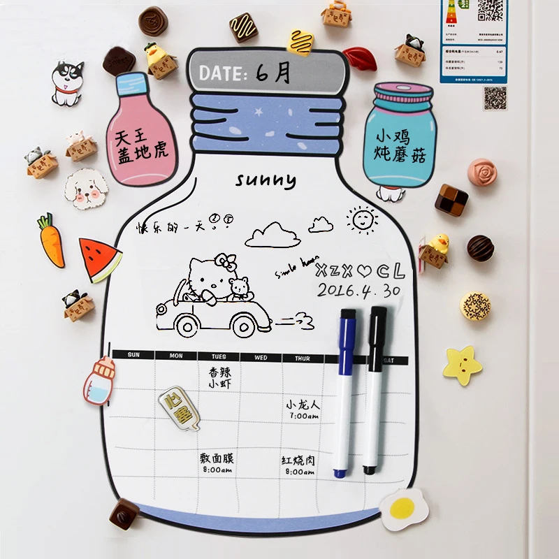 A3 Weekly Planner Magnetic Whiteboard Fridge Magnets Drawing Message Remind Pad Memo Boards Creative fridge magnetic stickers