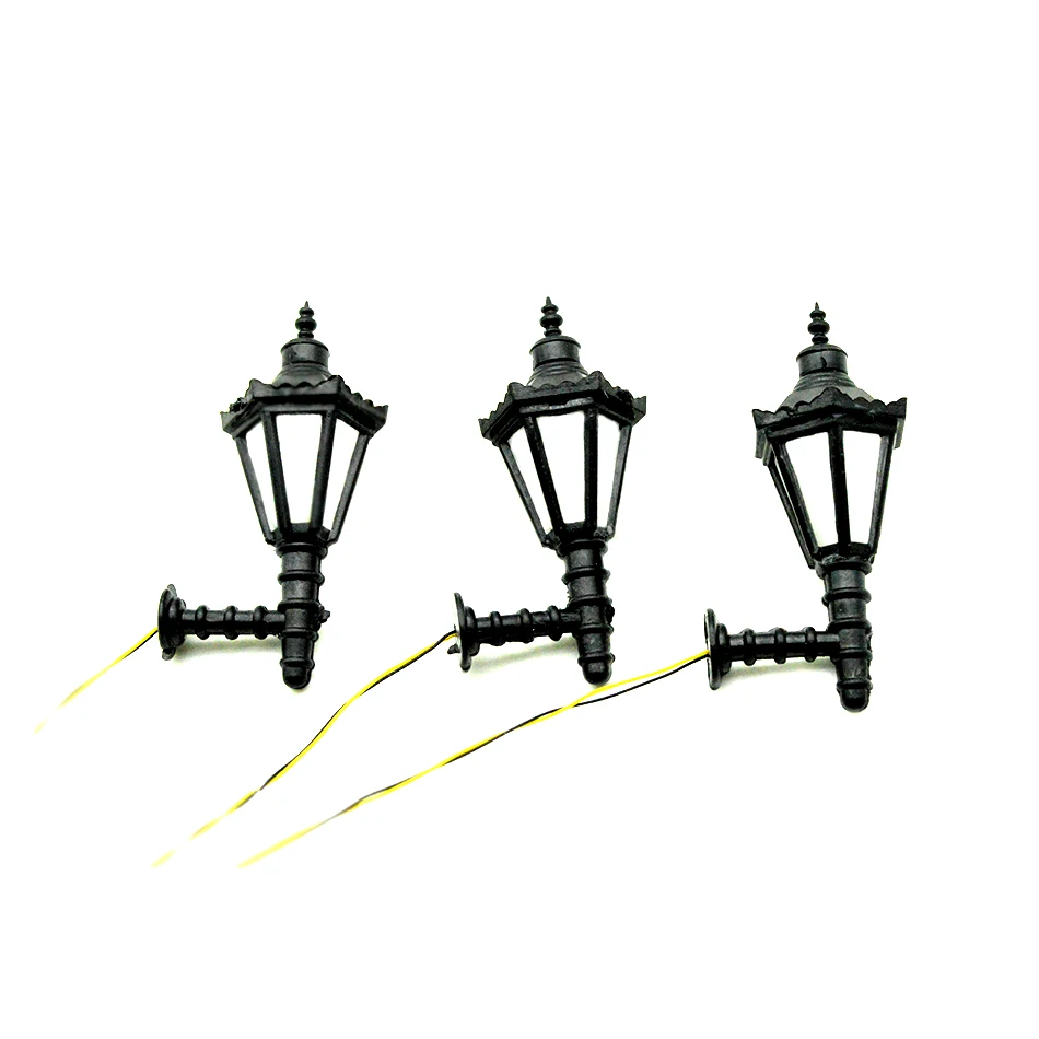 10 Stück Miniatur Vintage Wandlampen-Modell, Mehrskalige LED-Wandleuchte für Puppenhaus-Dekoration, Diorama, Modelleisenbahn-Layout, Mikrolandschaft – Detail 4