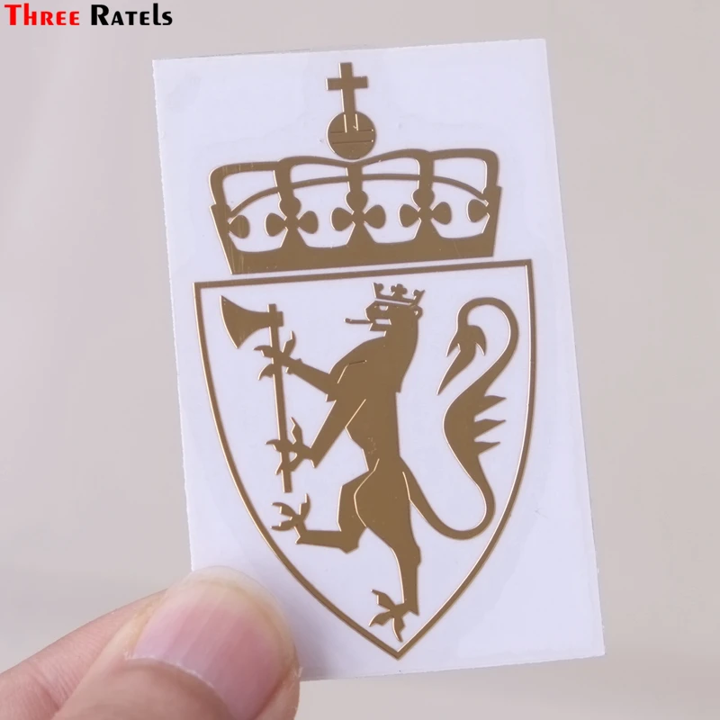 

Three Ratels MT-053# 60*35mm 1-2 Pieces The Norway Coat Of Arms Metal Golden Nickel Car Sticker Auto Stickers