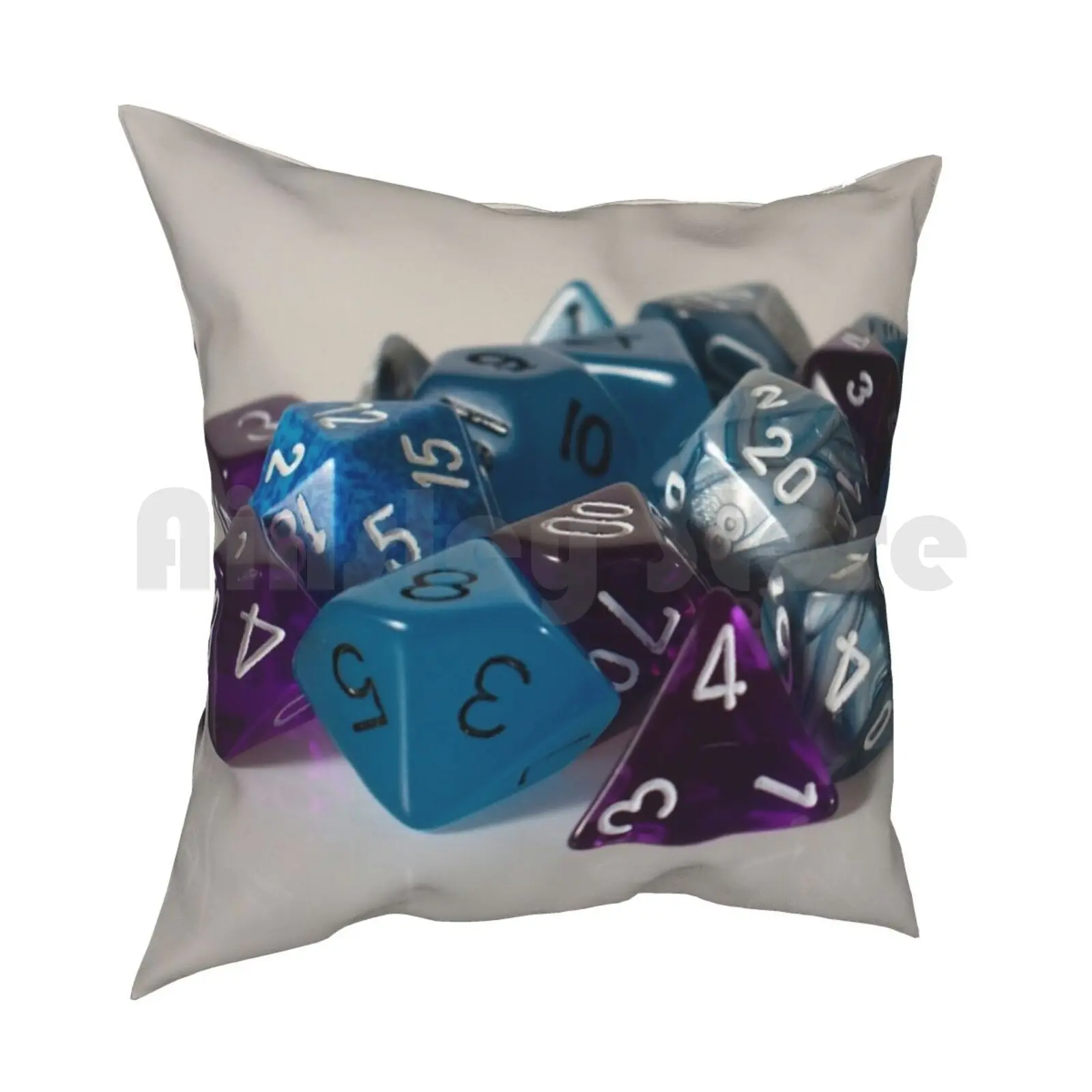 Silver Blue Purple Dice Pillow Case Printed Home Soft DIY Pillow cover And Dice Games Rpg D20 Pathfinder Geek Gamer Nerd