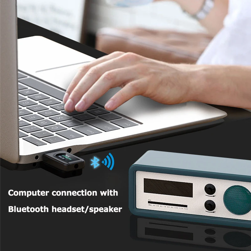 Tebe-transmisor y receptor de Audio con Bluetooth 5,0, miniadaptador inalámbrico 2 en 1 con pantalla OLED, conector AUX de 3,5mm para TV,