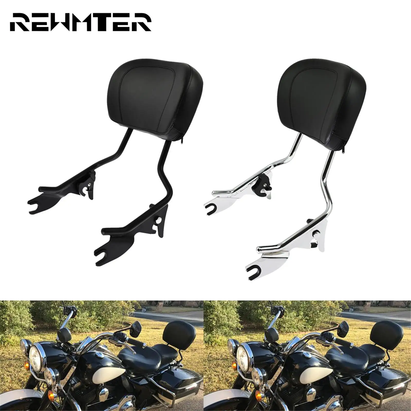 Motorcycle Detachable Sissy Bar Passenger Rear Backrest Pad For Harley Touring Street Glide Road King 09-2021 CVO Electra Glide