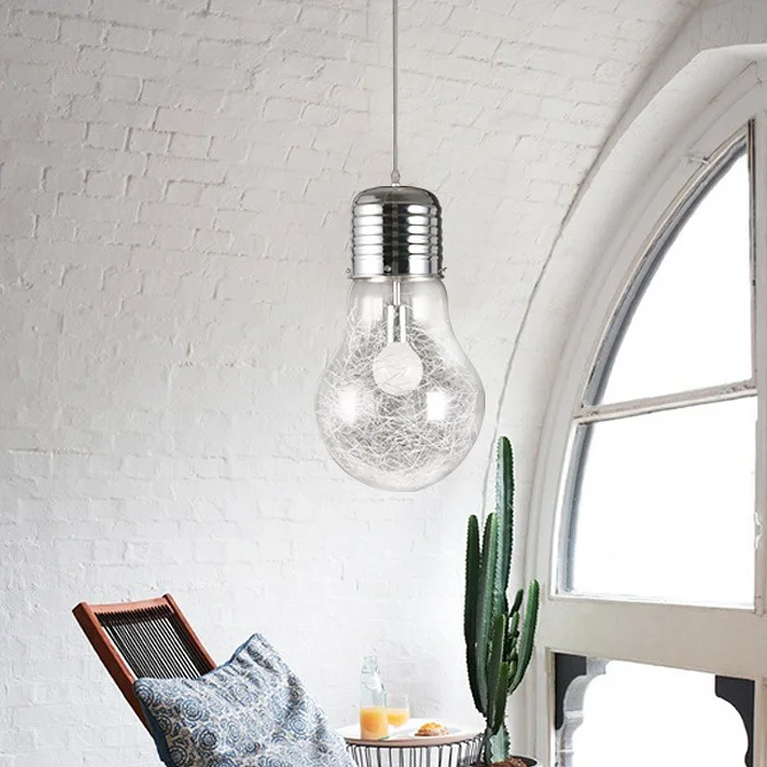 Creative Glass Big Bulb Pendant Lights Fixture Vintage Metal Large Hanging Lamp Bar Cafe Restaurant Indoor Room Luminaire Decor