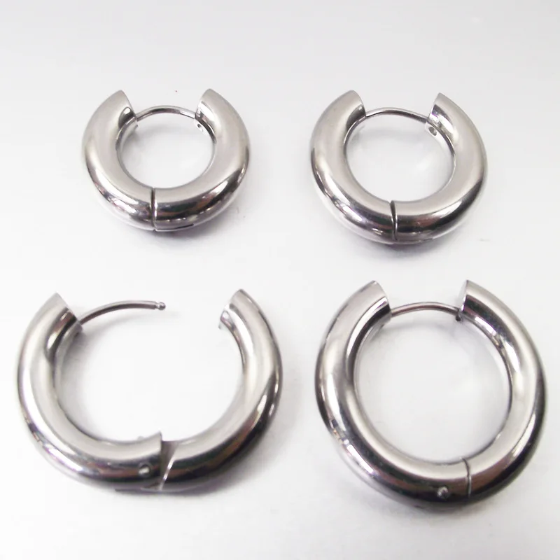 1pcs Extra thick 5mm wire Hoop Earrings for men women circle Stainless steel Rings ear Fashion jewelry Do not fade versatile