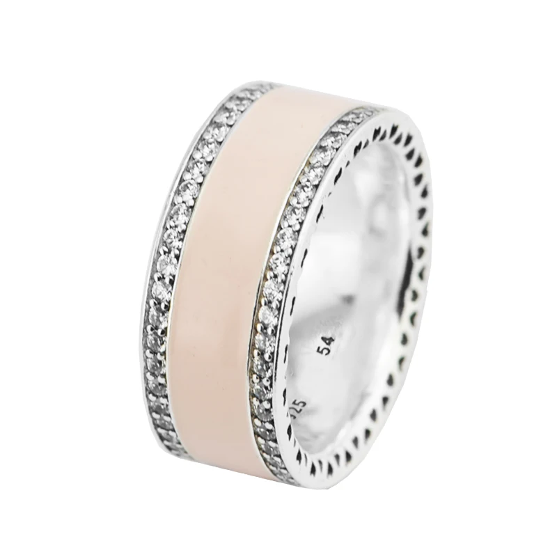 Hearts pink Enamel & Clear CZ Ring Silver Woman Rings For Jewelry Making 925 Original Silver Jewelry Make Up Woman Gift Ring