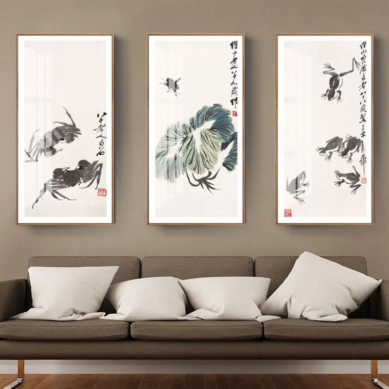 Modern Chinese Ink Lotus Qi Baishi Famous Print Canvas Painting Pictures For Living Room Poster And Prints Wall Art No Frame