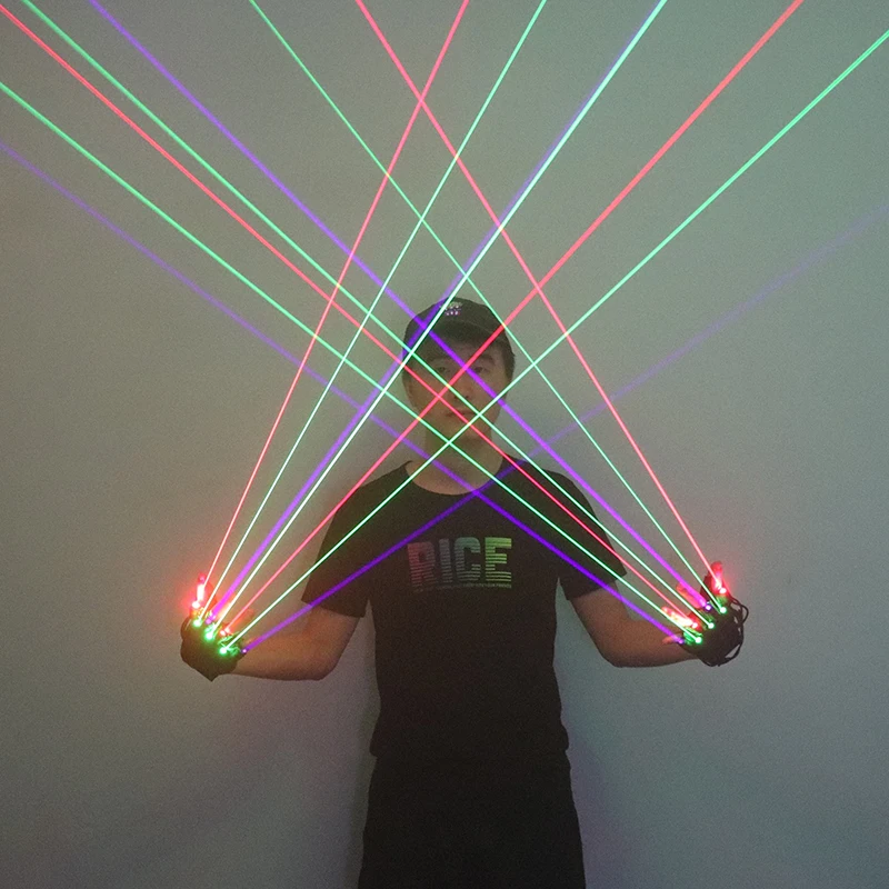 Color Laser Gloves 3pcs Green + 2pcs Red + 2pcs Purple Laser Beam Gloves, For Laser man Bar Party Stage Show