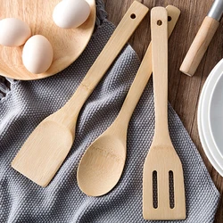 Kitchen Spatula Natural Bamboo Wood Kitchen Spatula Spoon Holder Cooking Utensils Dinner Food Wok Shovel Kitchen Accessories