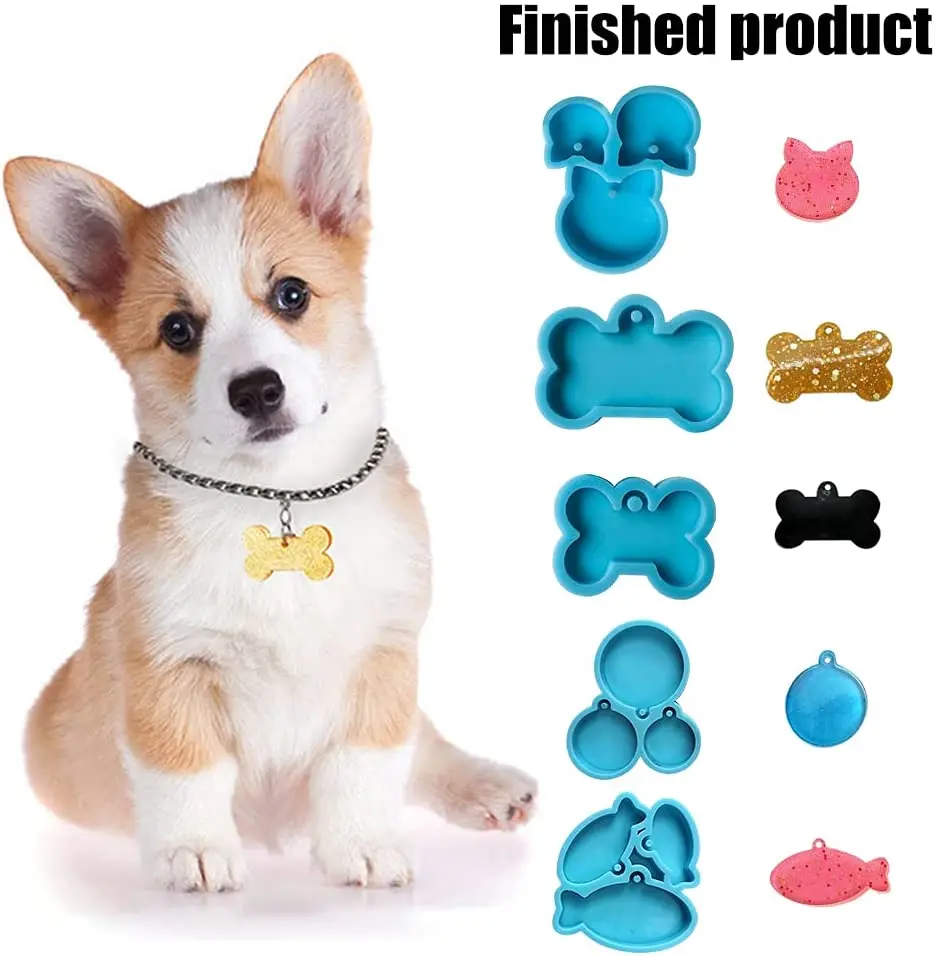 5 styles Dog Bone Shaped Tag Molds Resin Silicone Mold Silicone Keychain for Chocolate Dessert Gummy Candy  Homemade DIY Crafts