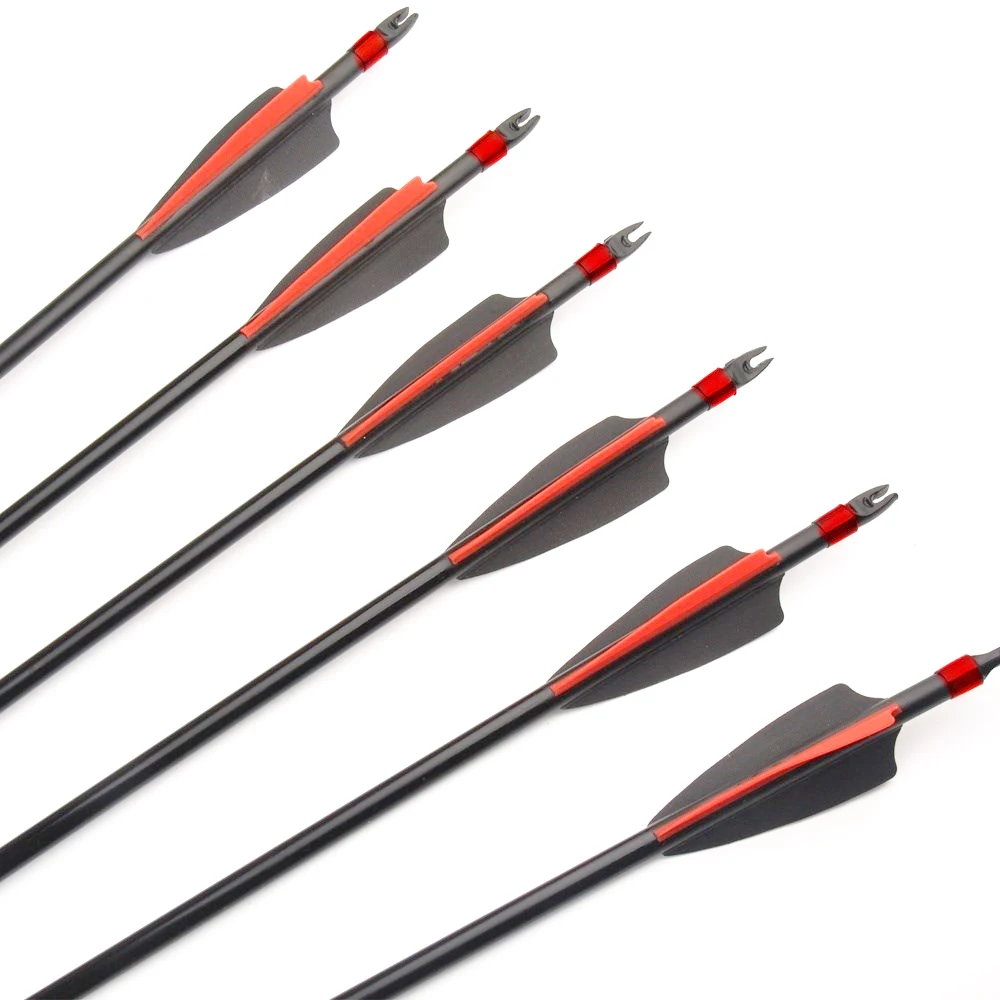 6/12/24pcs Spine 500 Diameter 8mm 30 Inches Fiberglass Arrow With Explosion-proof for Recurve/Compound Bow Archery Hunting