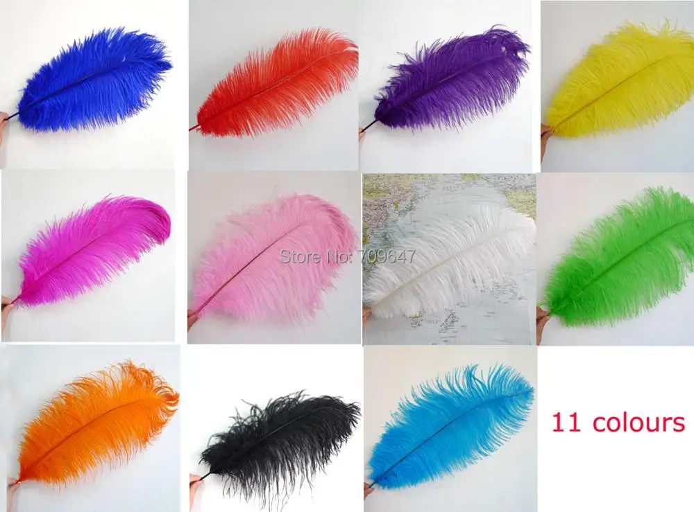 Plume Decoration!100PCS/LOT Quality Natural OSTRICH FEATHERS 18-20inch/45-50CM Multicolor ,11 Colours available