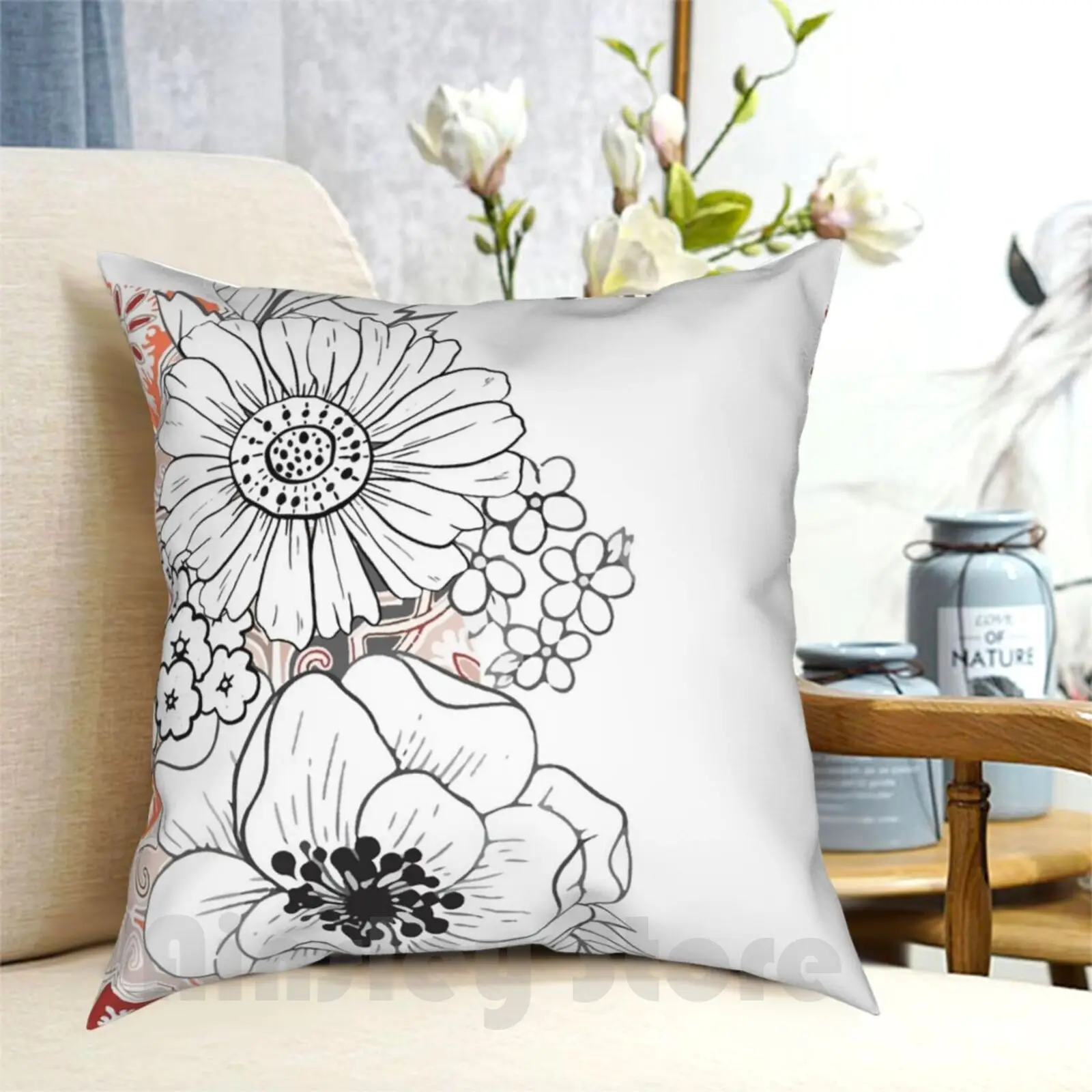 

Flowers Delicate Pillow Case Printed Home Soft Throw Pillow Flowers Love Delicate Joy Beautiful Cheerful For A Loved One