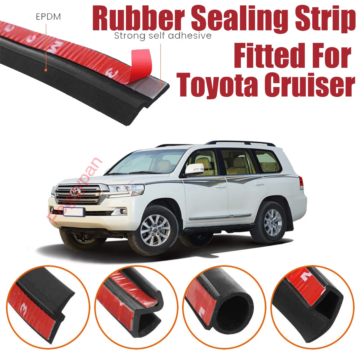 

Door Seal Strip Kit Self Adhesive Window Engine Cover Soundproof Rubber Draft Wind Noise Reduction For Toyota Land Cruiser